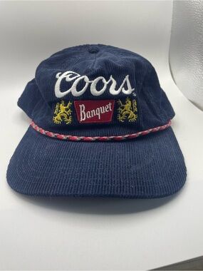 Vintage Style MAD Engine Navy Coors Banquet Corduroy Hat with Red Patch